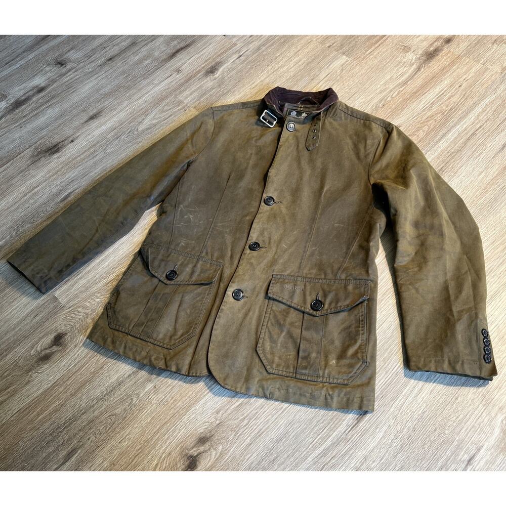 Barbour Lutz Wax Jacket, Mens, Olive Green, Size Small - Handsome, Very Good